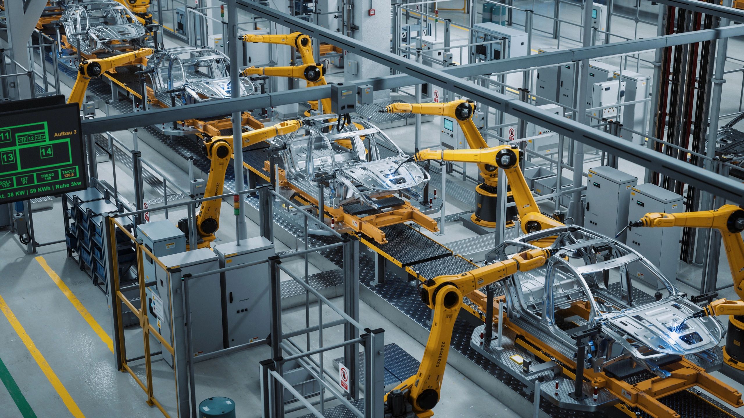 Automated robotic assembly line for automotive manufacturing