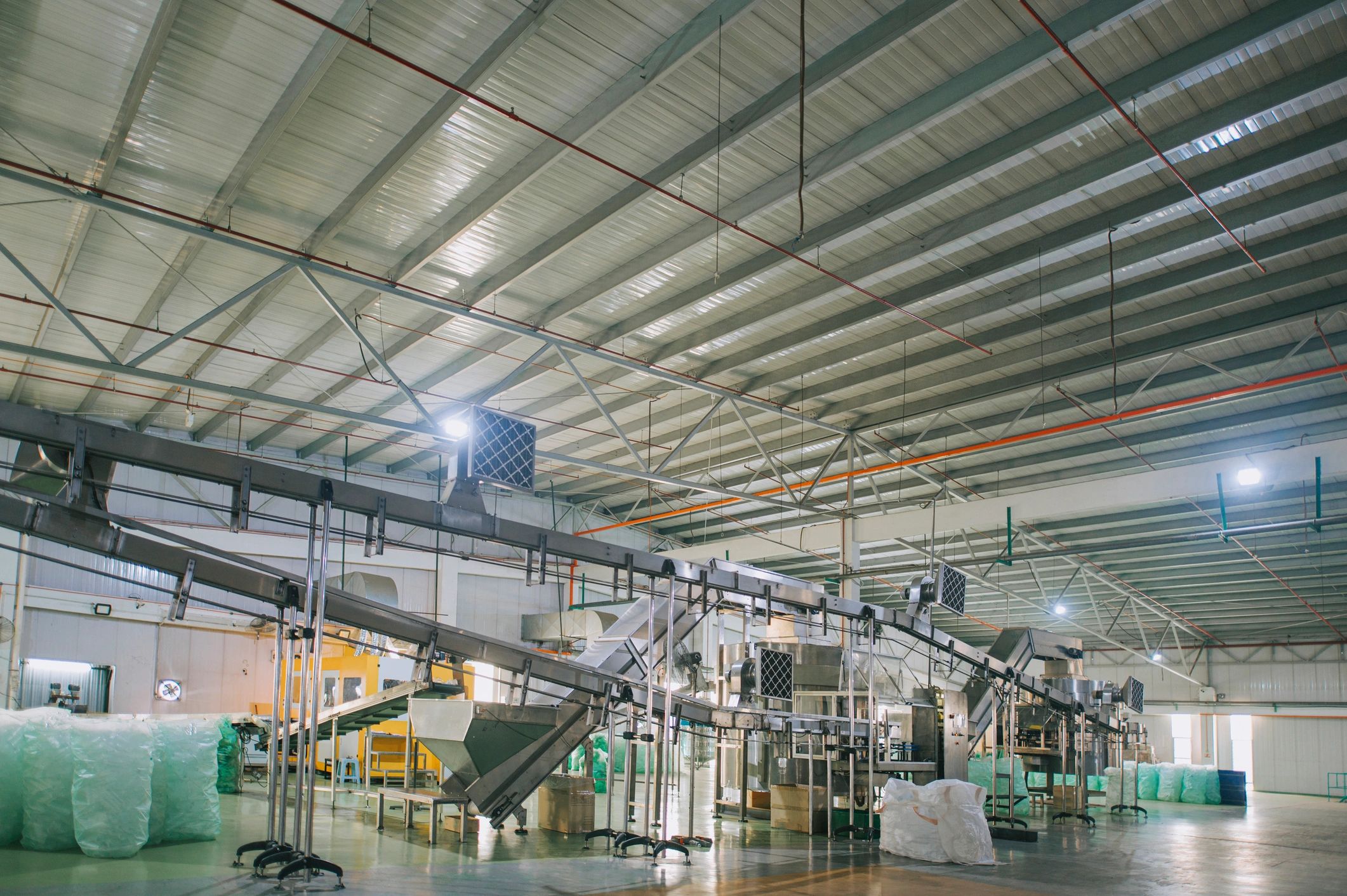 Industrial production line with automated machinery