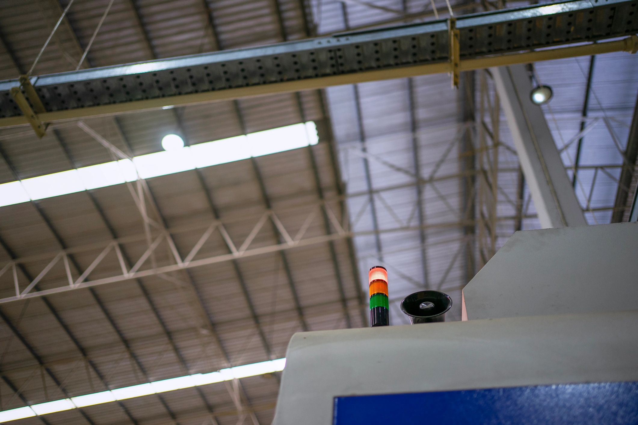 Industrial automation status monitoring on factory machinery
